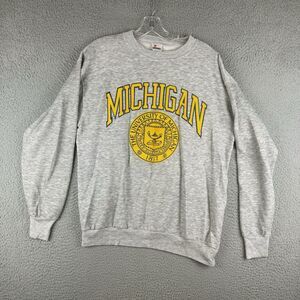Vintage 90s Michigan Wolverines Sweatshirt Size XL Gray Crewneck University
